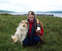 Me with my dog Jura and the champagne